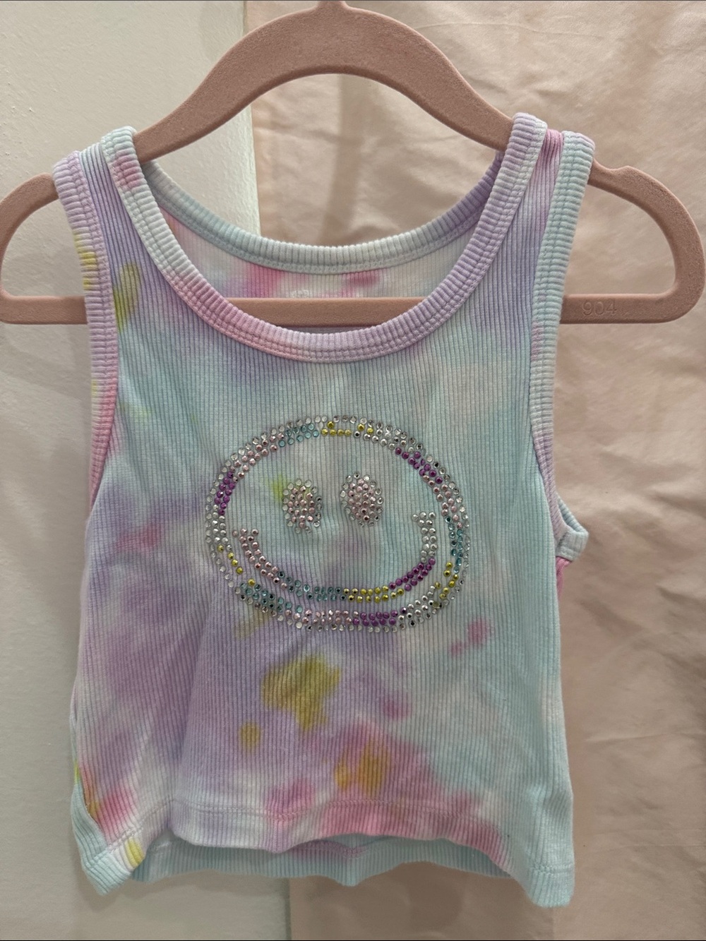 Flowers by Zoe Pastel Tie-Dye Tank with Sparkle Smiley